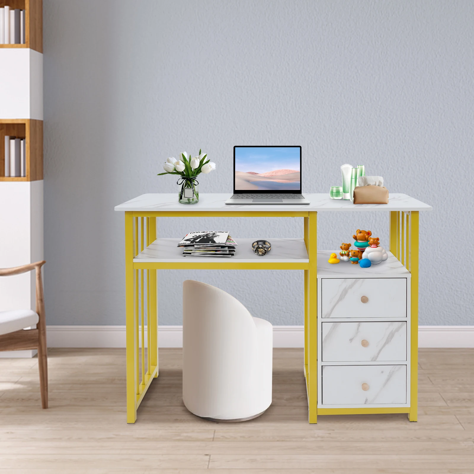 Stół do manicure, stół kosmetyczny z 3 szufladami, profesjonalne stoły do paznokci, stół do manicure do salonu spa, makijażu i kosmetycznego