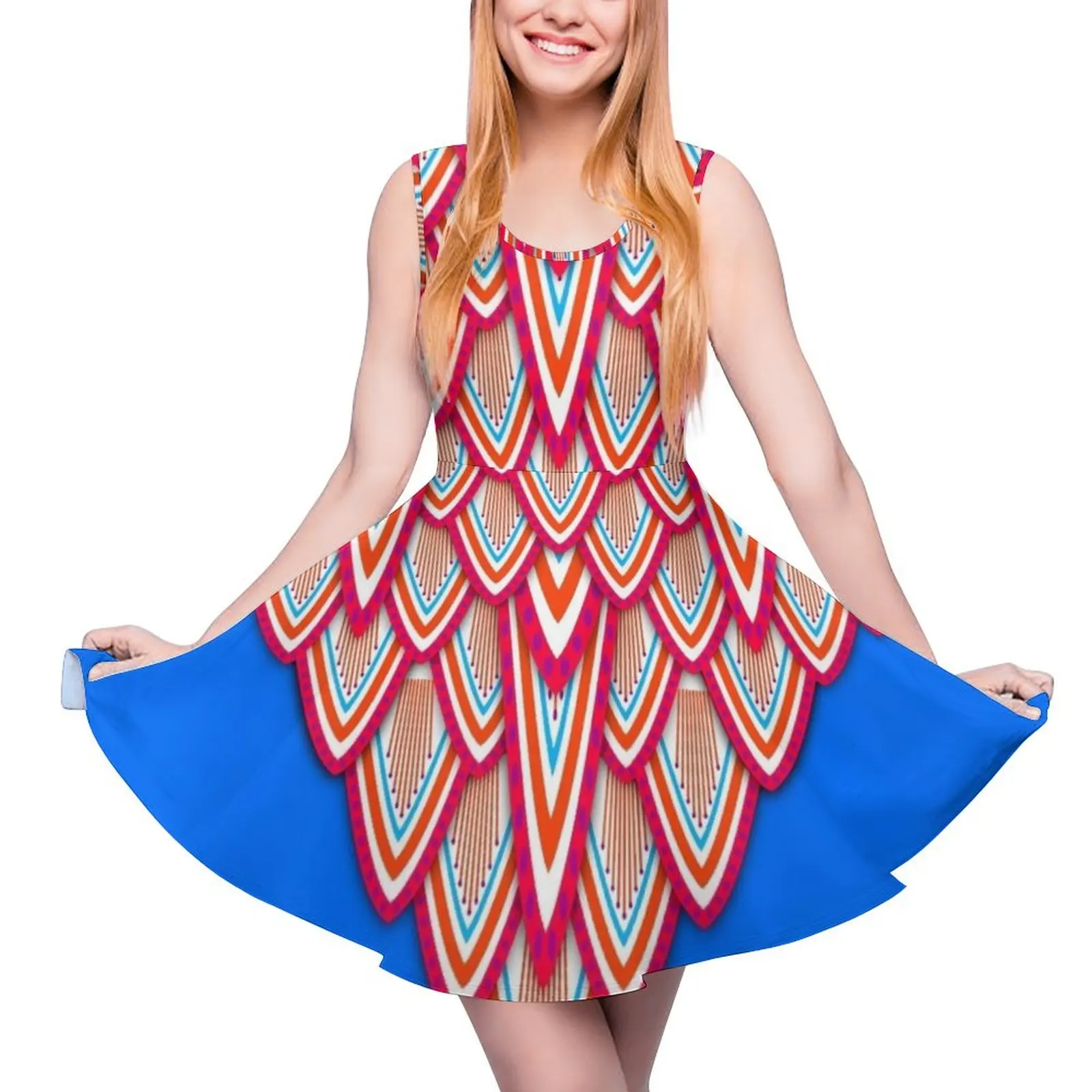 

Peacock Inspired (Crimson and Azure Blue) Sleeveless Dress women"s clothing summer 2024 novelties cocktail dresses