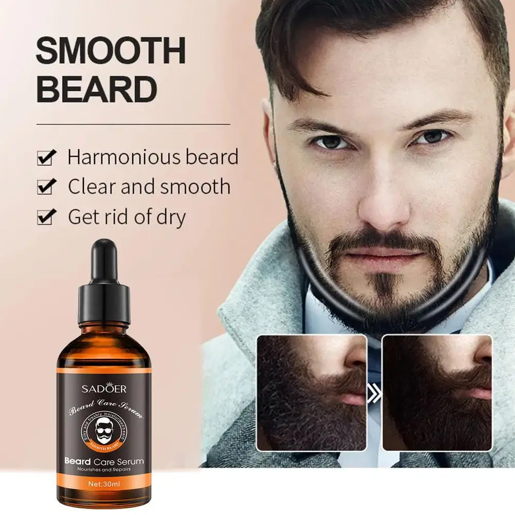 Huile de Soin de la Barbe Biologique Naturelle pour Homme, Brillance Rapide, Adoucissement de la Barbe, Renforce les Moustaches, Lisse et Nourrissant, 30ml