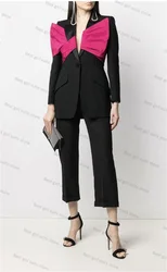 Cotton Women Suit Pants Set 2 Piece Blazer Wedding Tuxedos Designer Office Lady Jacket Coat With Decorative Strap Tailored Made