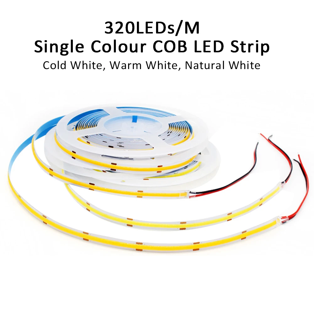 COB LED 스트립 조명, 고밀도 유연한 리본, 따뜻한 차가운 천연 백색 FCOB 테이프 램프, 12V, 24V, 5M CCT, RGB, RGBW, RGBWW, RGBCCT