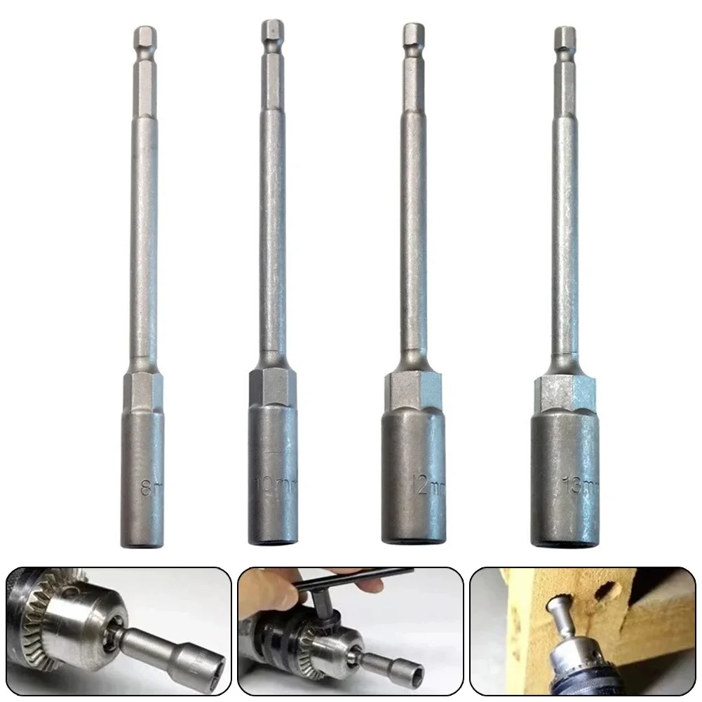 Socket 150mm Hexagon Nut Driver Drill Bit Adapter 5.5-19mm For Electric Wrench Extension Sleeve Repair Manual Tools