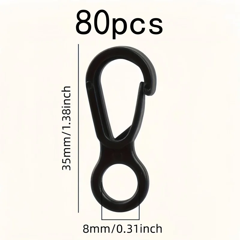 80 pcs Snap Hooks, Versatile and Durable, for Camping Tent Lights, Keychains and Backpack Gear, Easy to Install