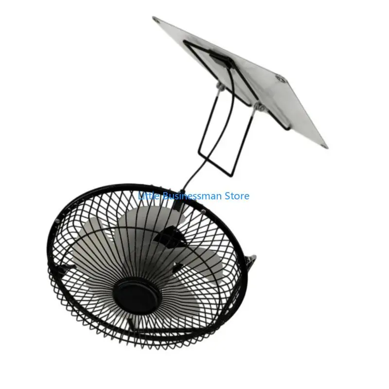Solar Power Fan for Desk Use with Fold-Out Stand and USB Backup Input M76A