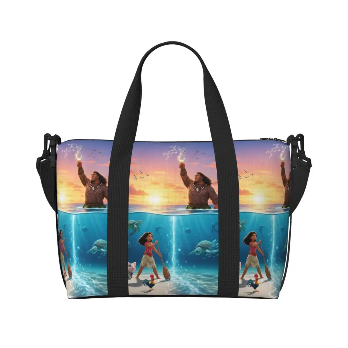 

Женская большая сумка Moana на заказ, большая вместительная дорожная сумка на плечо в стиле аниме для пляжного спортзала