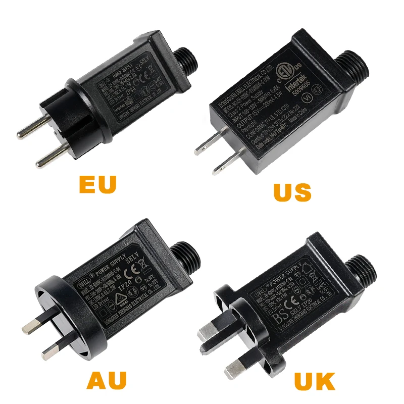 12V 30V Low Voltage Transformer Replacement EU/US/UK/AU Power Supply for Christmas String Light Halloween Inflatable Decorations