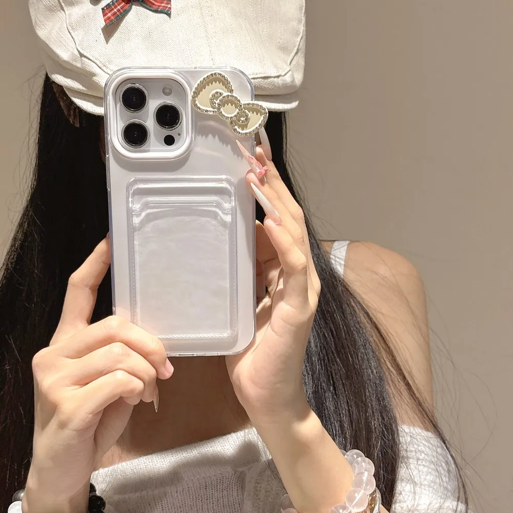 حافظة لهاتف آيفون 16 15 11 12 13 14 Pro Max ثلاثية الأبعاد لحماية القوس غطاء جيب للبطاقات الخلفية