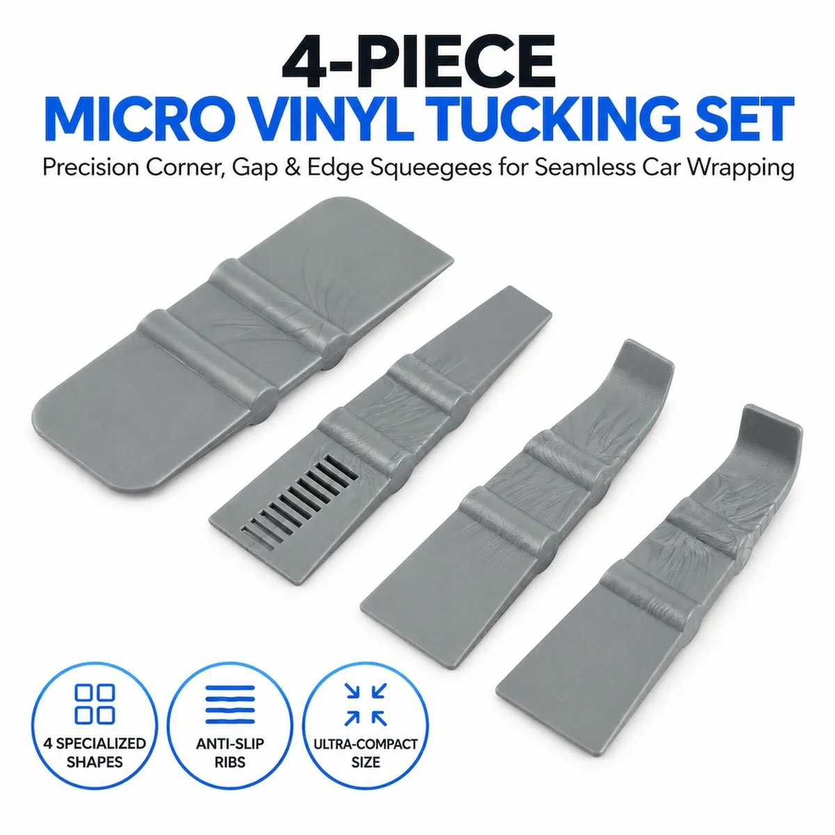 Micro Squeegee Multi Angled Edge Scratch Free Tuck Aid Scraper for Car Vinyl Wrap PPF Window Tint Applicator Installation Tool