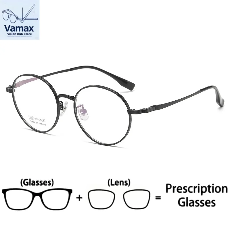 

VAMAX Vintage Trendy Titanium Frame Plated Eyeglasses Wide Rim Small Round Women