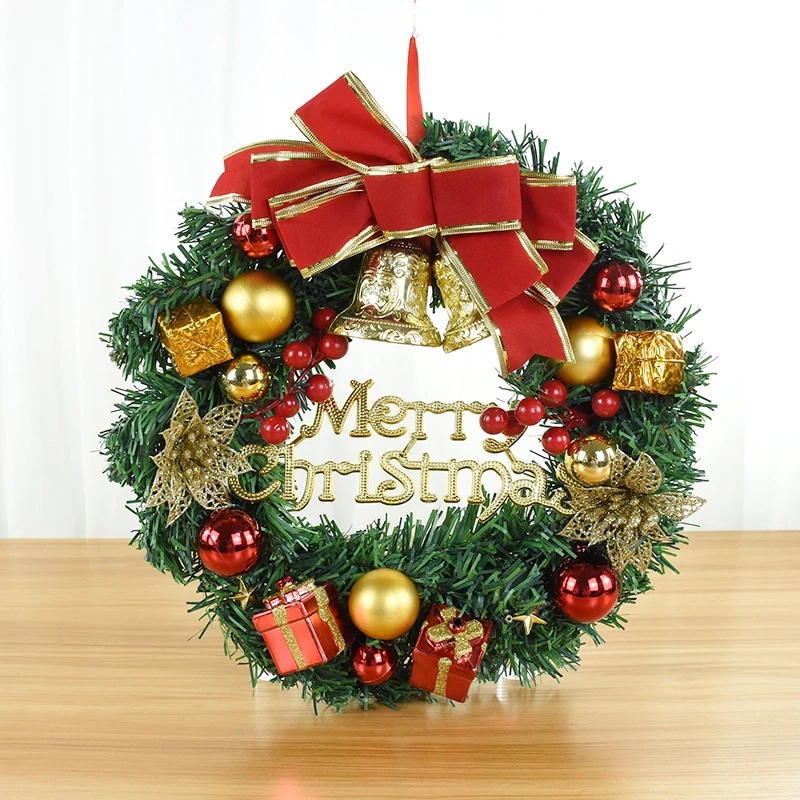 

30cm Christmas Wreath Artificial Pine Needle Branch Red Berries Wreath For Xmas Front Door Home Decoration Garland New Year Noel