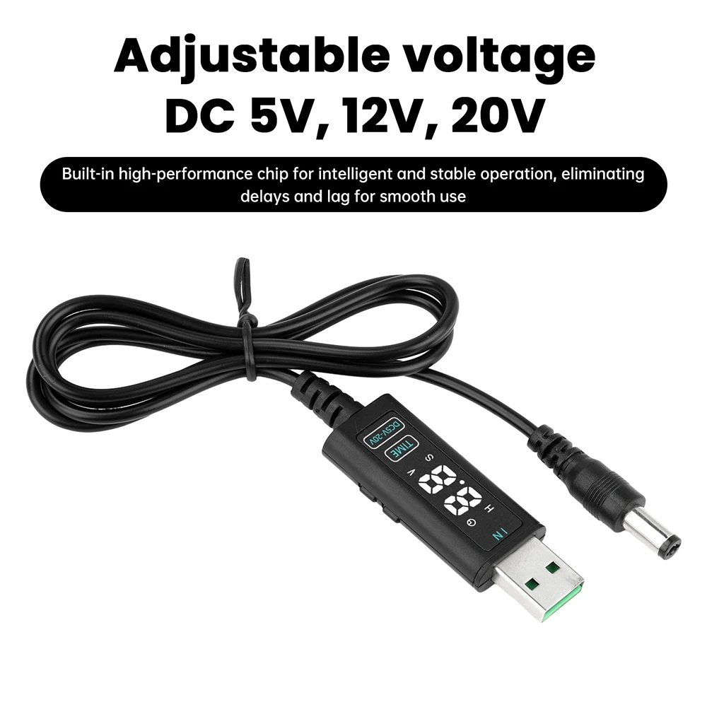 USB повышающий преобразователь типа C постоянного тока от 5-10 В до 5-20 В USB-кабель повышающего преобразователя 5,5*2,5 мм для источника питания/зарядного устройства/маршрутизатора