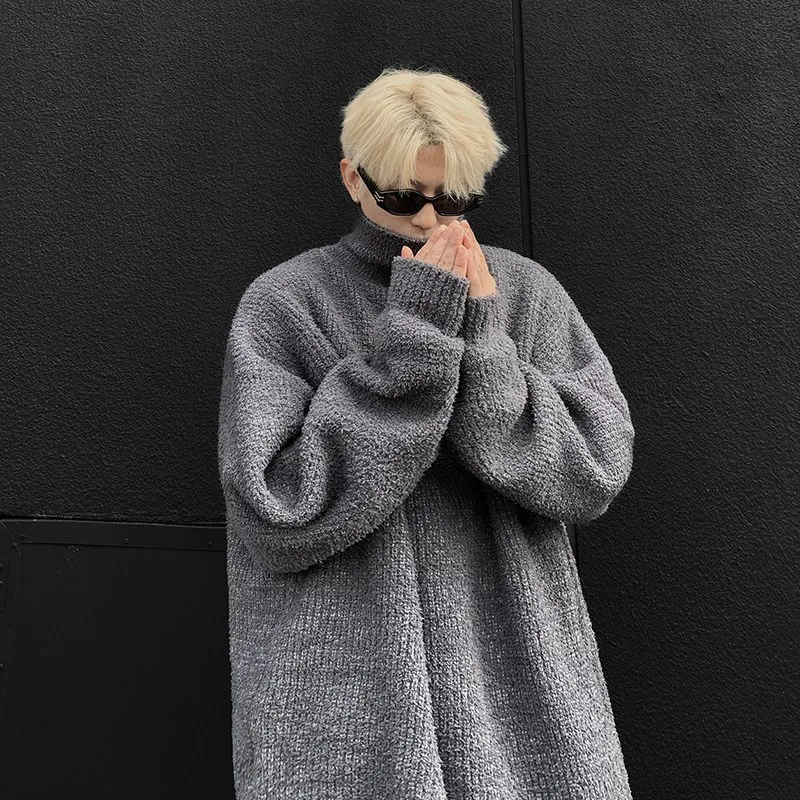 

Men's Winter Lazy Sle High Collar Color Knitwear Autumn Winter Loose Base Layer Top Versatile Couple Outfit