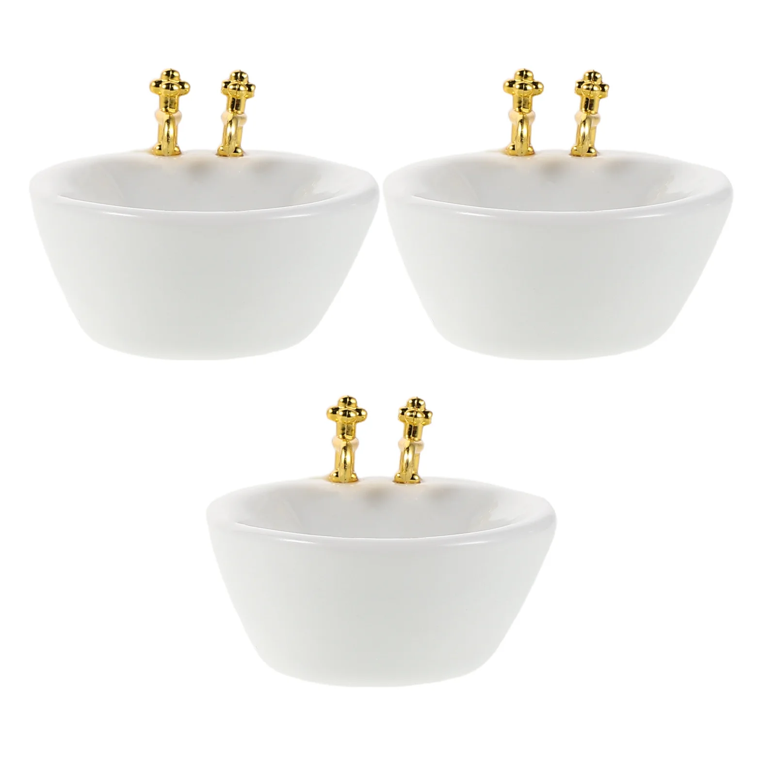 

3Pcs Miniature Hand Washing Sink White Dollhouse Bathroom Accessories Kitchen Furniture Decoration Dollhouse Bathroom Furniture