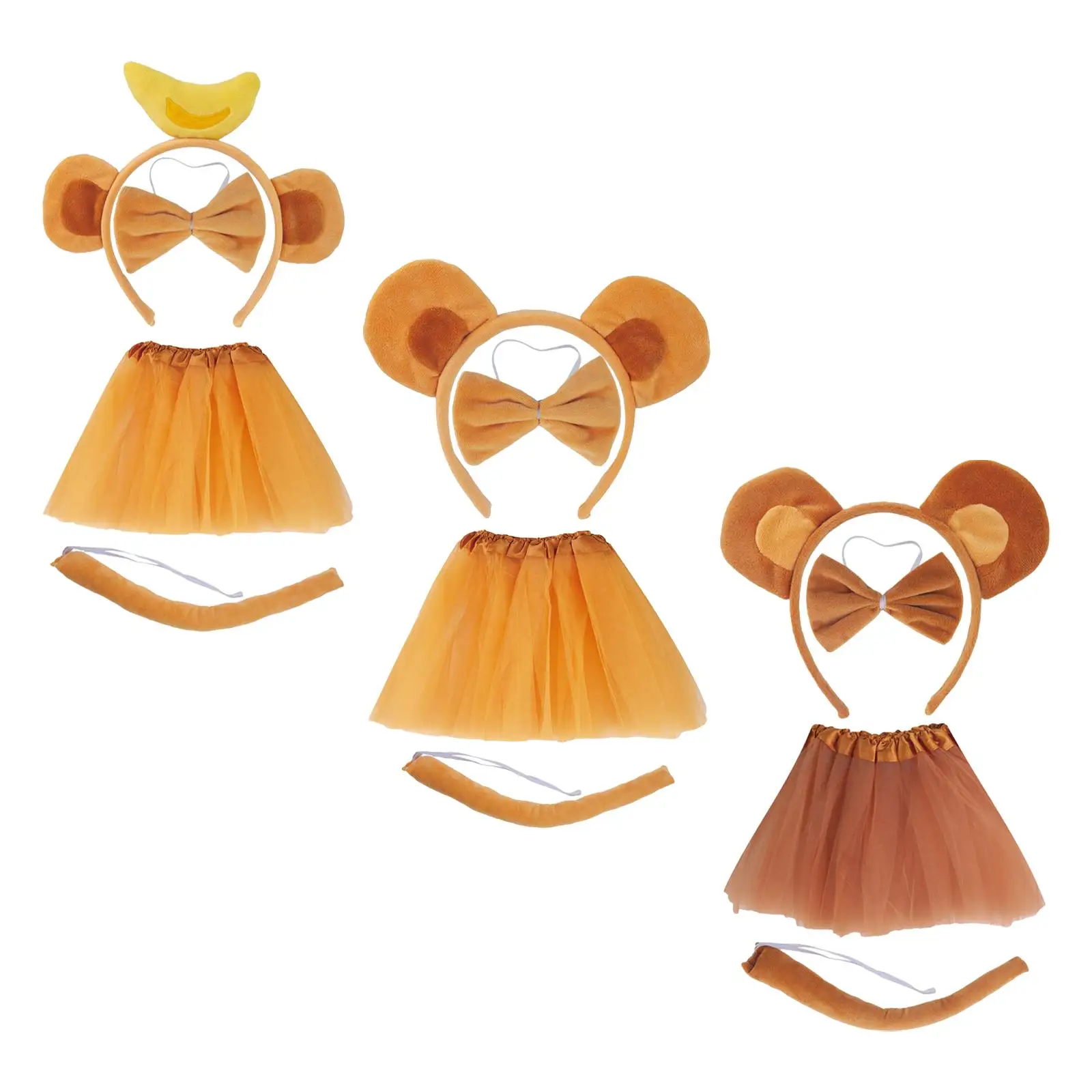 

Monkey Ears Headband, Bowtie, Tutu, and Tail Accessories Set Monkey Ears and Long Tail Headdress Hair Hoop for Halloween Prom