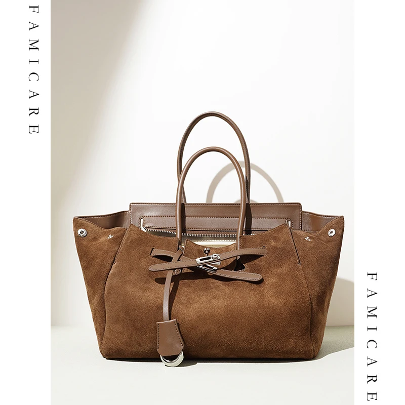 

2024, весна-лето, новая замшевая ручная сумка-тоут, уникальная просторная сумка через плечо, женская универсальная сумка для поездок на работу