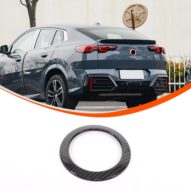 For BMW X2 U10 2024 ABS Carbon Fiber/Black Car Rear Badge Logo Emblem Ring Trunk Decorative Cover Car Accessories