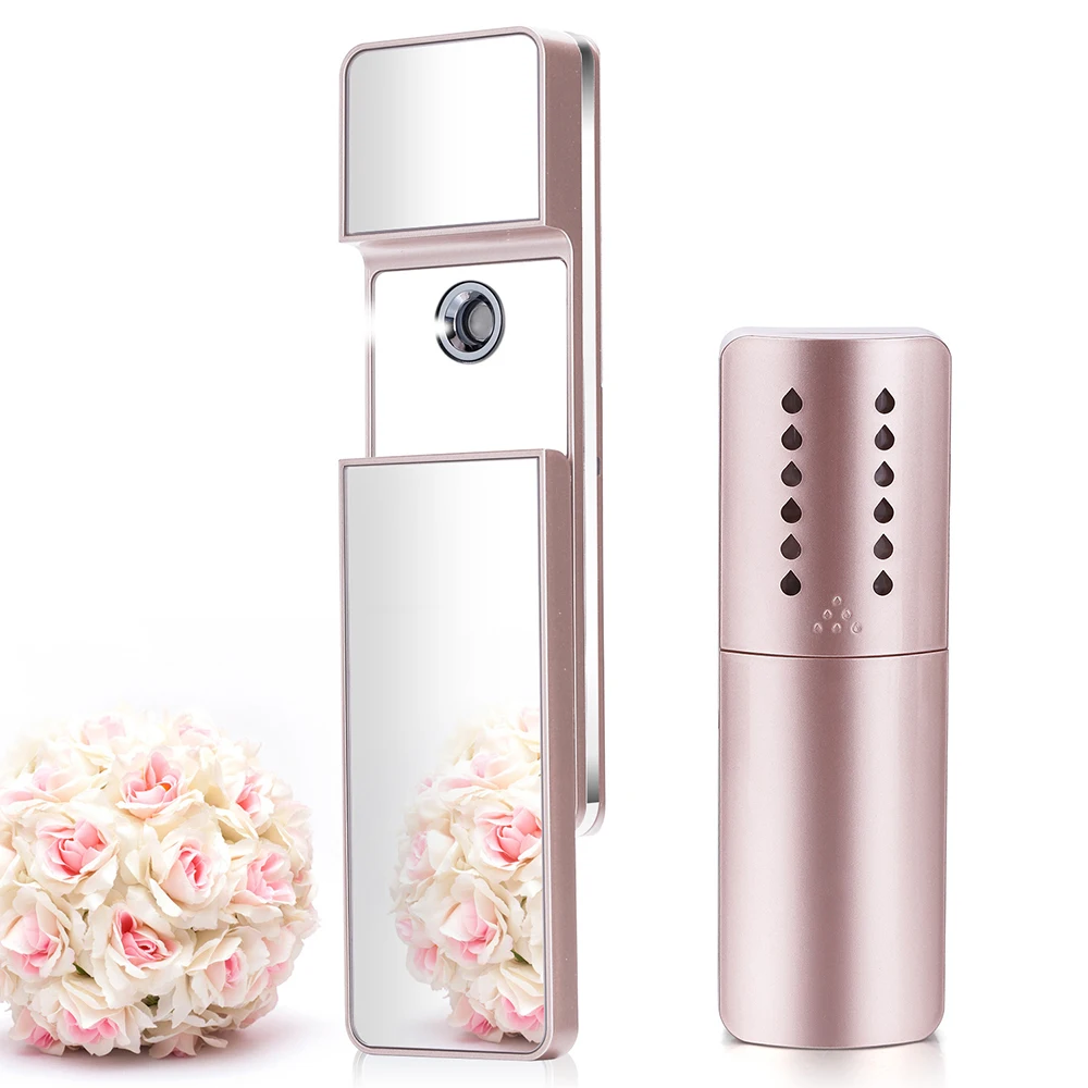 

2024 new 9ml mini portable USB rechargeable face spray water supply instrument with mirror nano spray