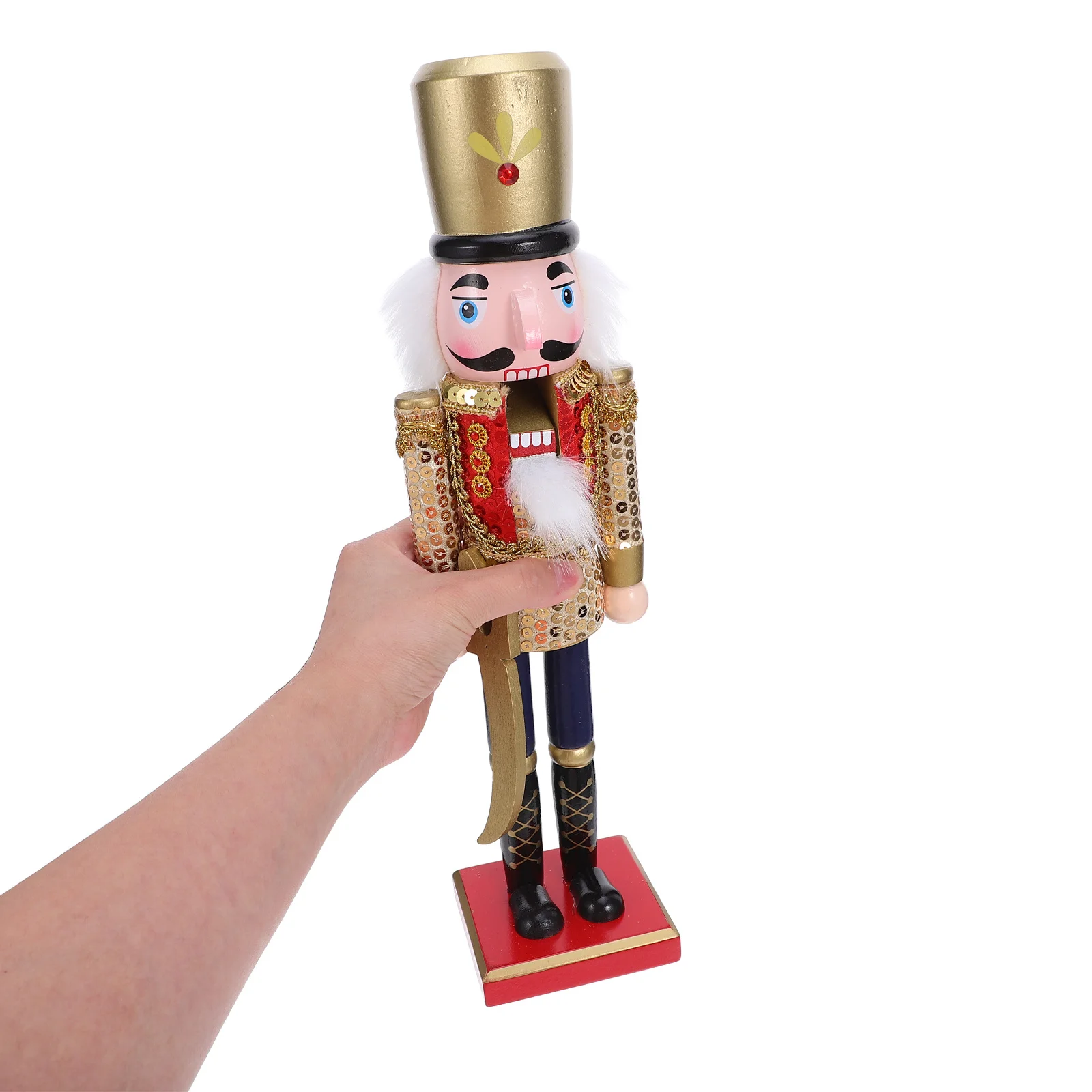 

38Cm Wooden Nutcracker Christmas Decoration Soldier Statue For Table Tree Shelf Centerpiece Holiday Decor Xmas Puppet Ornament