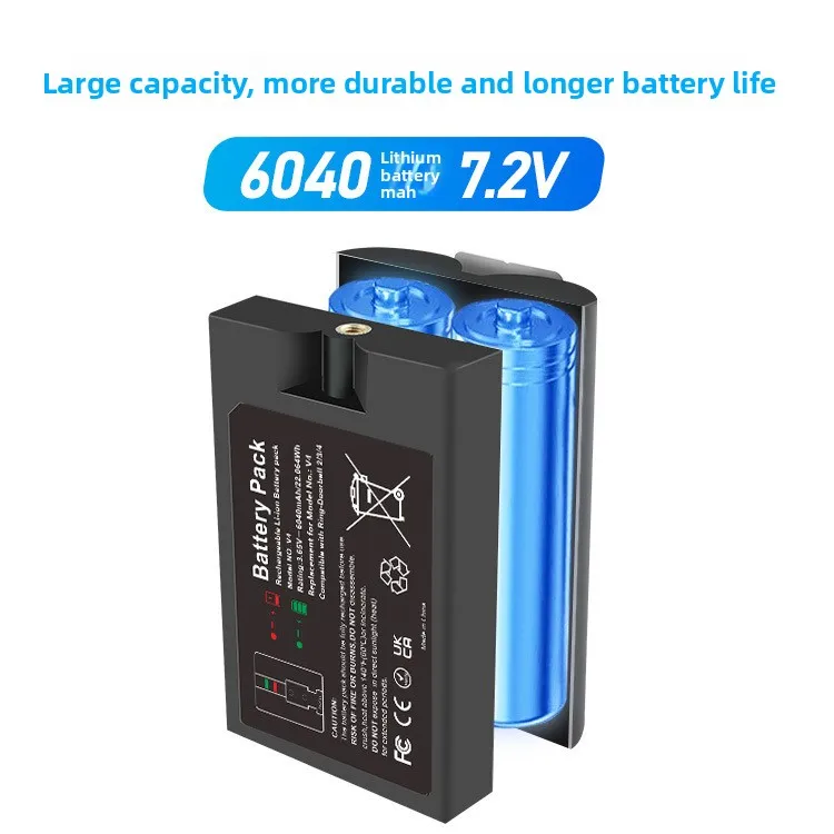 Nieuwe RV4 Batterij Voor Ring Video Deurbel 2/3/4, Ring Stick Up Cam Solar Vervang V4, Deurbel 3 Plus, Spotlight Cam Vervangen 6040mAh