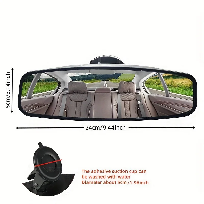 High Definition Large Field of View Interior Rearview Mirror, anti Glare 360° Wide-Angle Reversing Observation Mirror, Eliminate