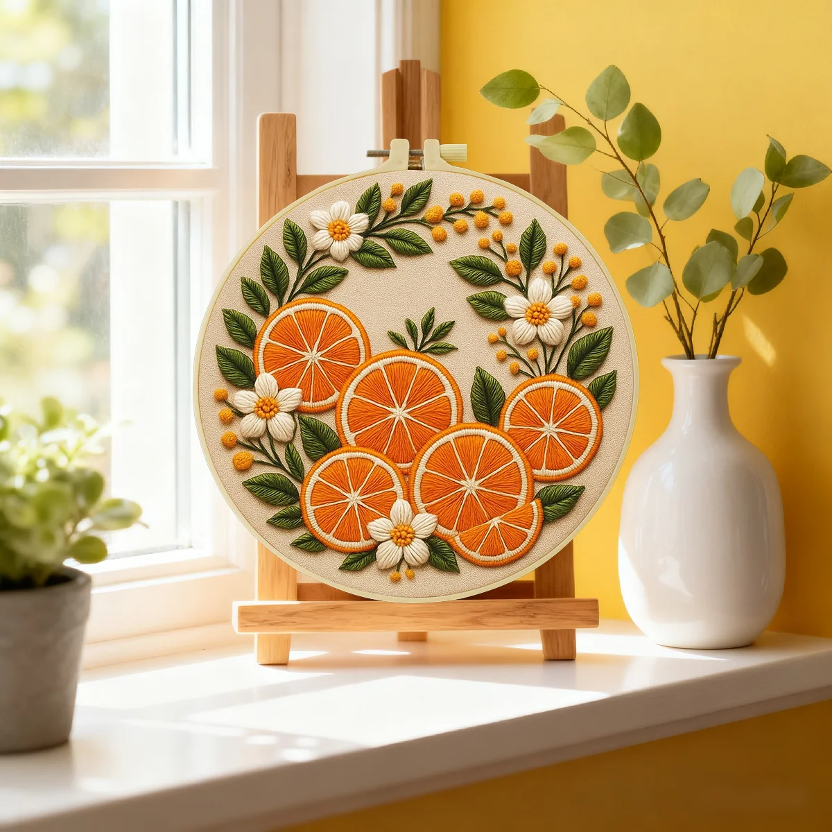 1 Stück 20X20CM/15X15CM 7,87/6,3 Zoll Orange Tasche Stickerei Starter-Kit DIY-Kit DIY-Stickerei-Set Handarbeiten Nähkunst Nadelkunst – Detail 4