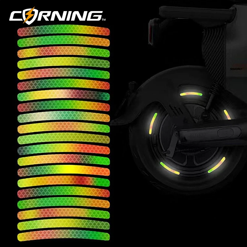 Colorful Wheel Hub Reflective Sticker Anti Scratch Auto Body Decorative Rim Tape Strips Adhesive Tape Auto Decoration 20/40pcs