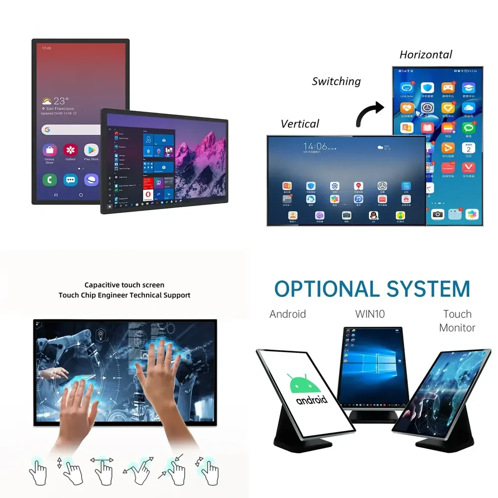 New 18.5/21.5/27/32/43/50/55/65 Inch RK3566 2+16GB WIFI USB Digital Signage & Restaurant Display Android Touch Screen