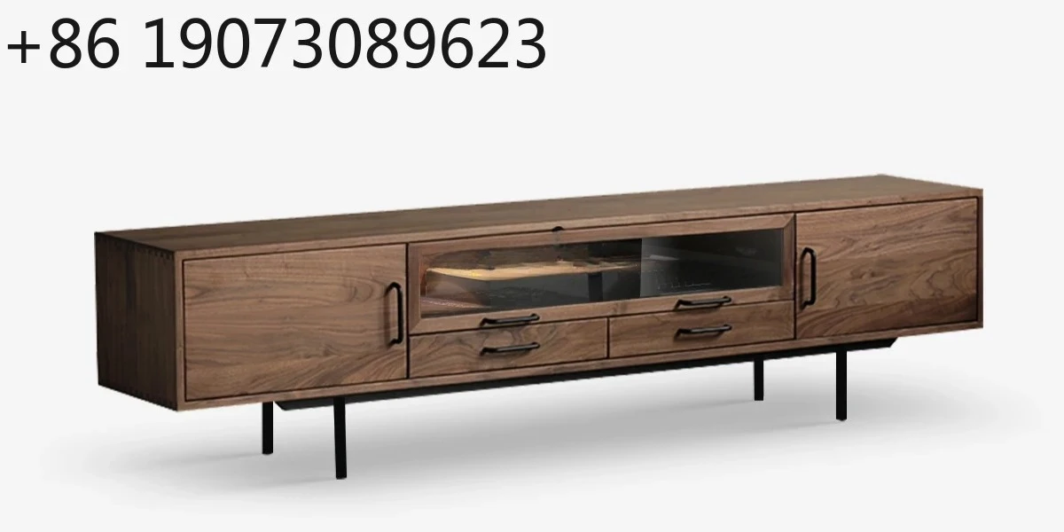 

North American Black Walnut Nordic Simple TV Cabinet Floor-to-ceiling All Solid Wood Household Minimalism שידה לטלויזיה בסלון