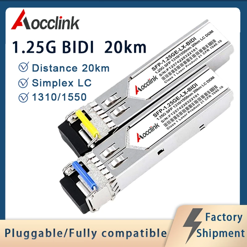 

Single fiber 1.25G BIDI 20km tx1310nm rx1550nm SFP optic module Transceiver Module for Cisco Mikroti