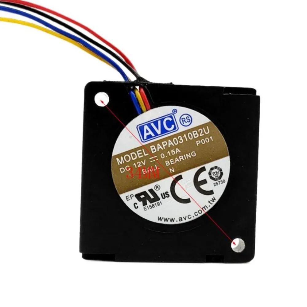 

3D Printer Cooling Turbo 30mm 3cm Fan Air DC Blower AVC BAPA0310B2U DC 12V 0.15A Dual Ball Bearing 30x30x10mm 4-Pin Cooler Fan