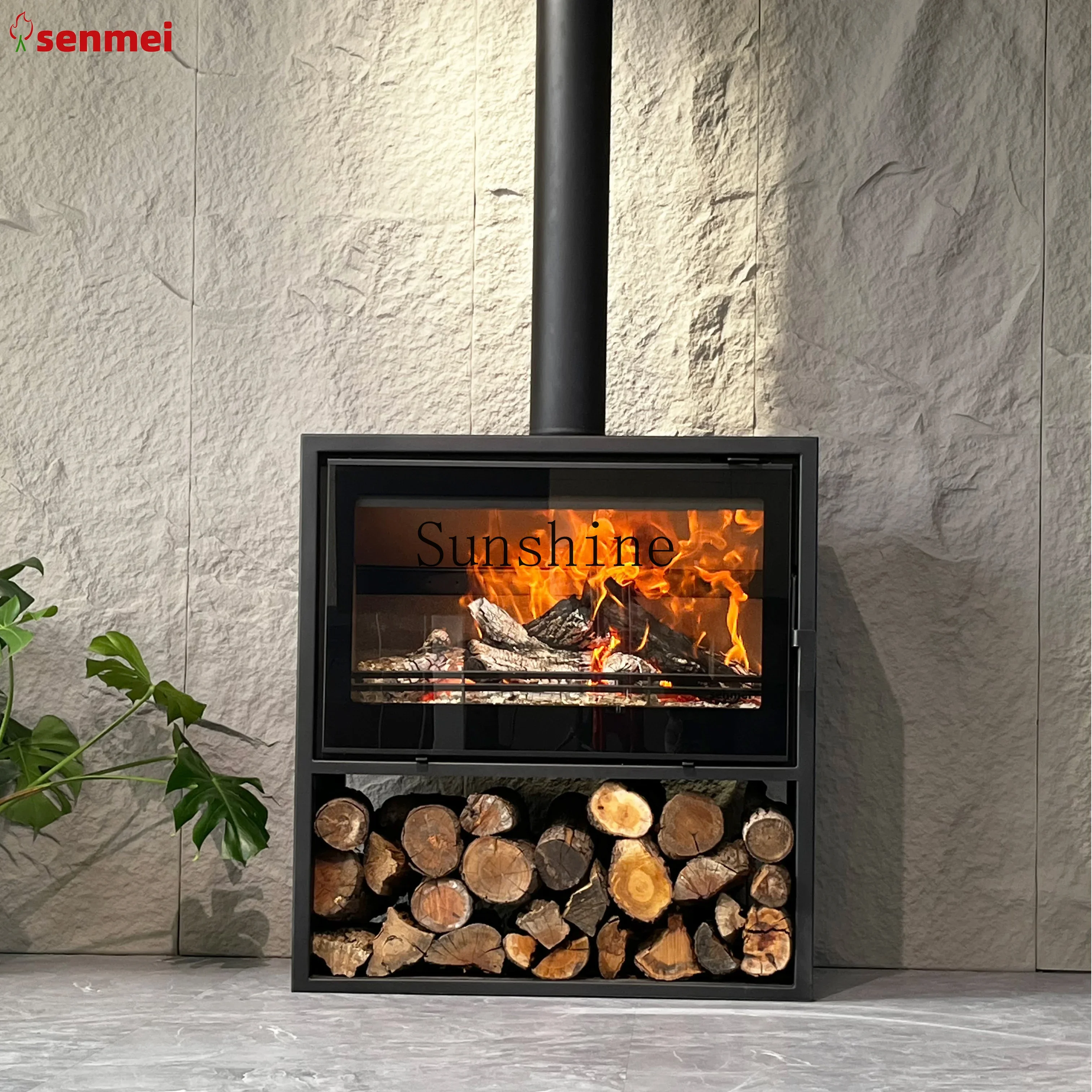 European steel plate wood fire heating fireplace B & B villa IMX2D2L0