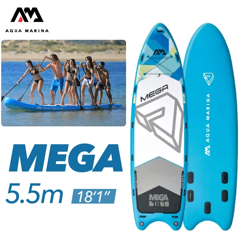 AQUA MARINA MEGA Many People Surfboard Bearing 650kg Inflatable SUP Stand Up Paddle Board Floating Island Team Water sports