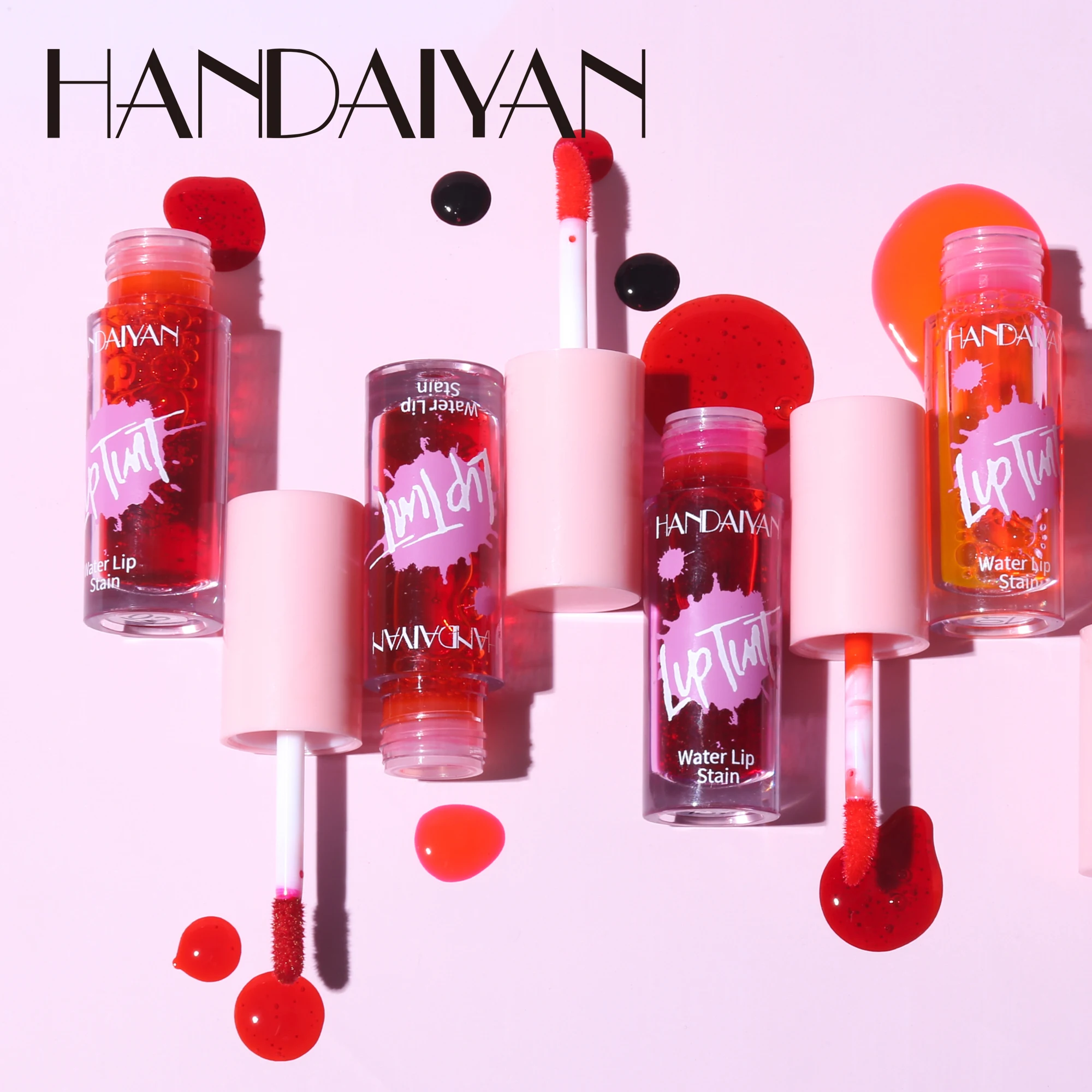 HANDAIYAN 6 Colors Lip Tint Stain Cheek Tint Moisturizing Liquid Lipstick Long-lasting Waterproof High Pigment Lipgloss