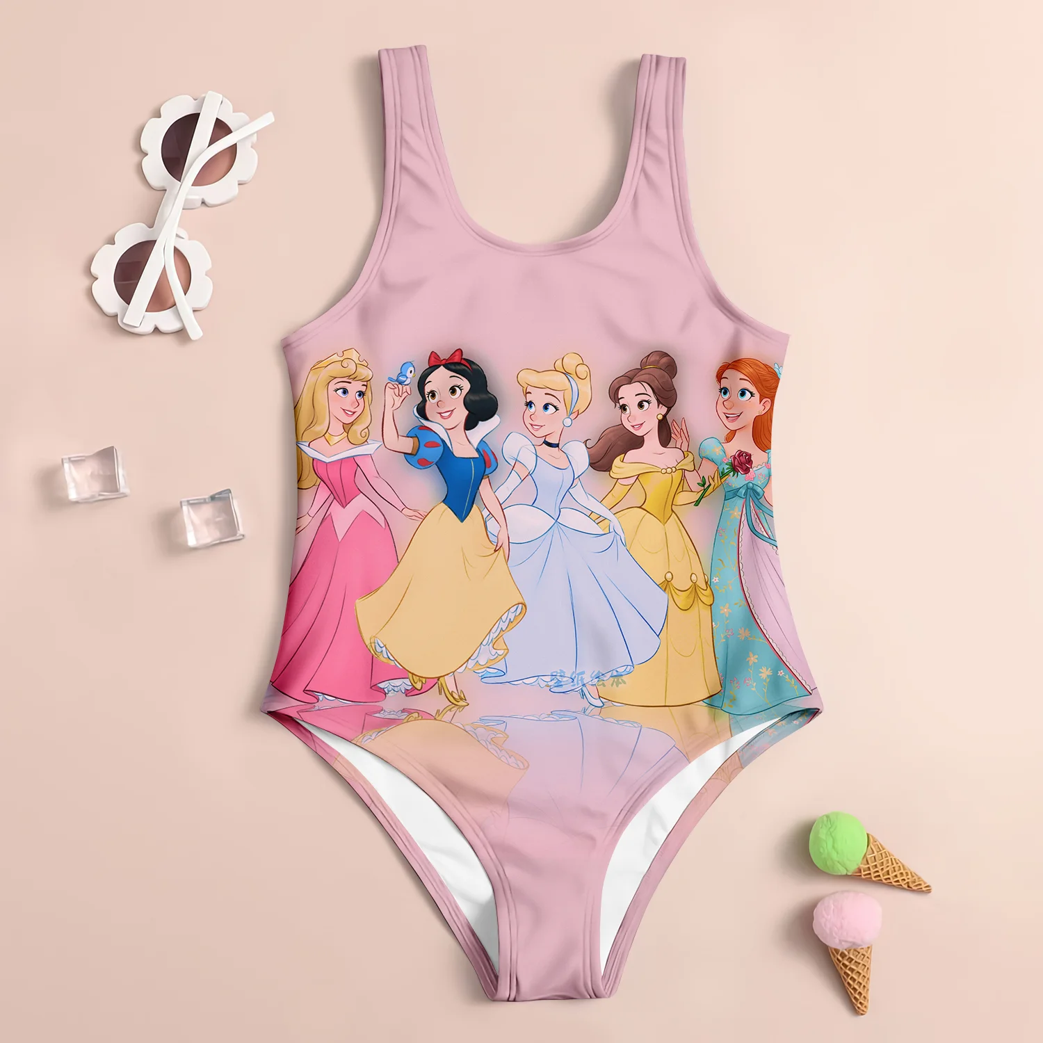 MINISO New Girls Summer One-Piece Swimsuit Fashion Cartoon Cute Cinnamoroll 3d Printed Women Swimwear Sleeveless Swim Clothing