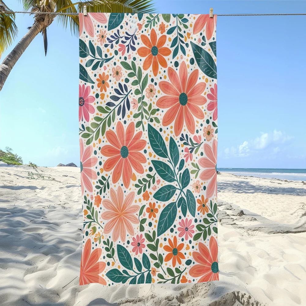 Soft Microfiber Beach Towel Small Floral  Beach Towel,soft and Absorbent,essential for Camping,swimming,and Beach Activities