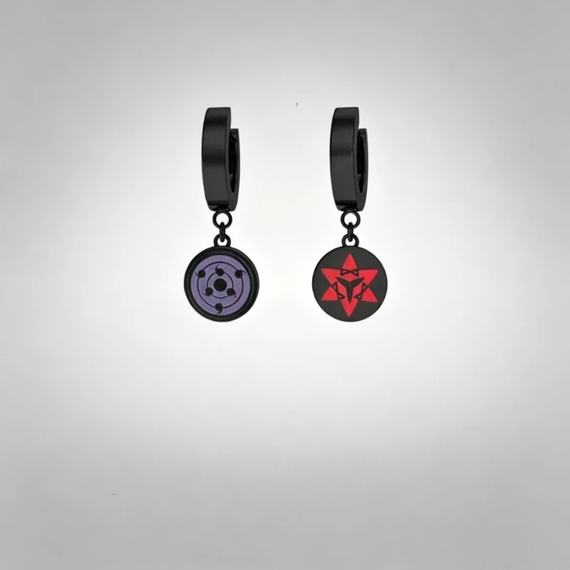 NARUTO Sharingan Rinnegan cartoon cute earrings personality 2D couple earrings dress up cos props anime peripherals wholesale