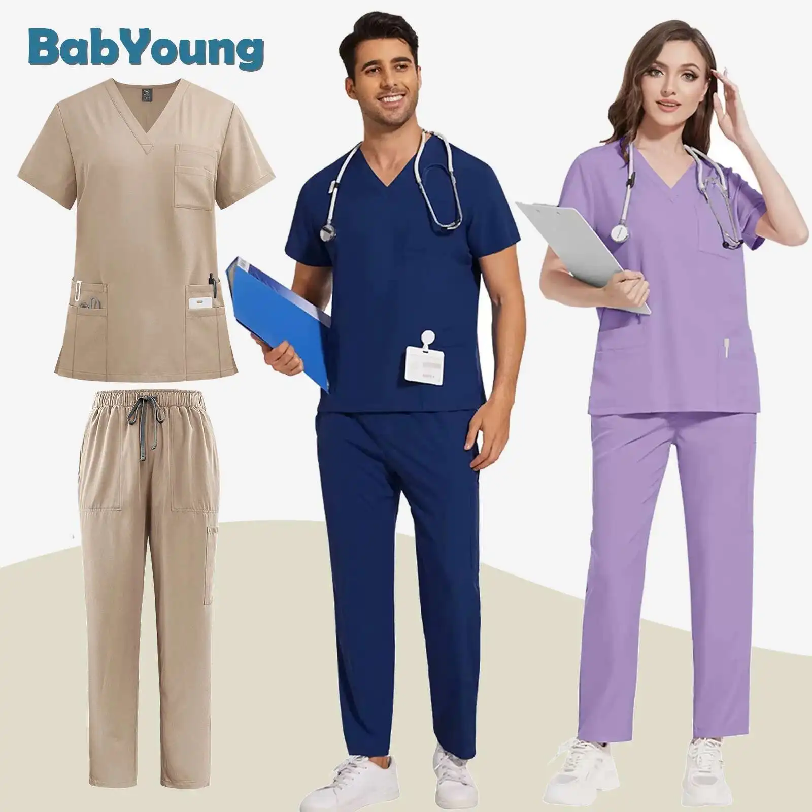 

New Straight Leg Pants Beauty Salon Operating Room ICU Cic Doctor Nurse Scrub Set