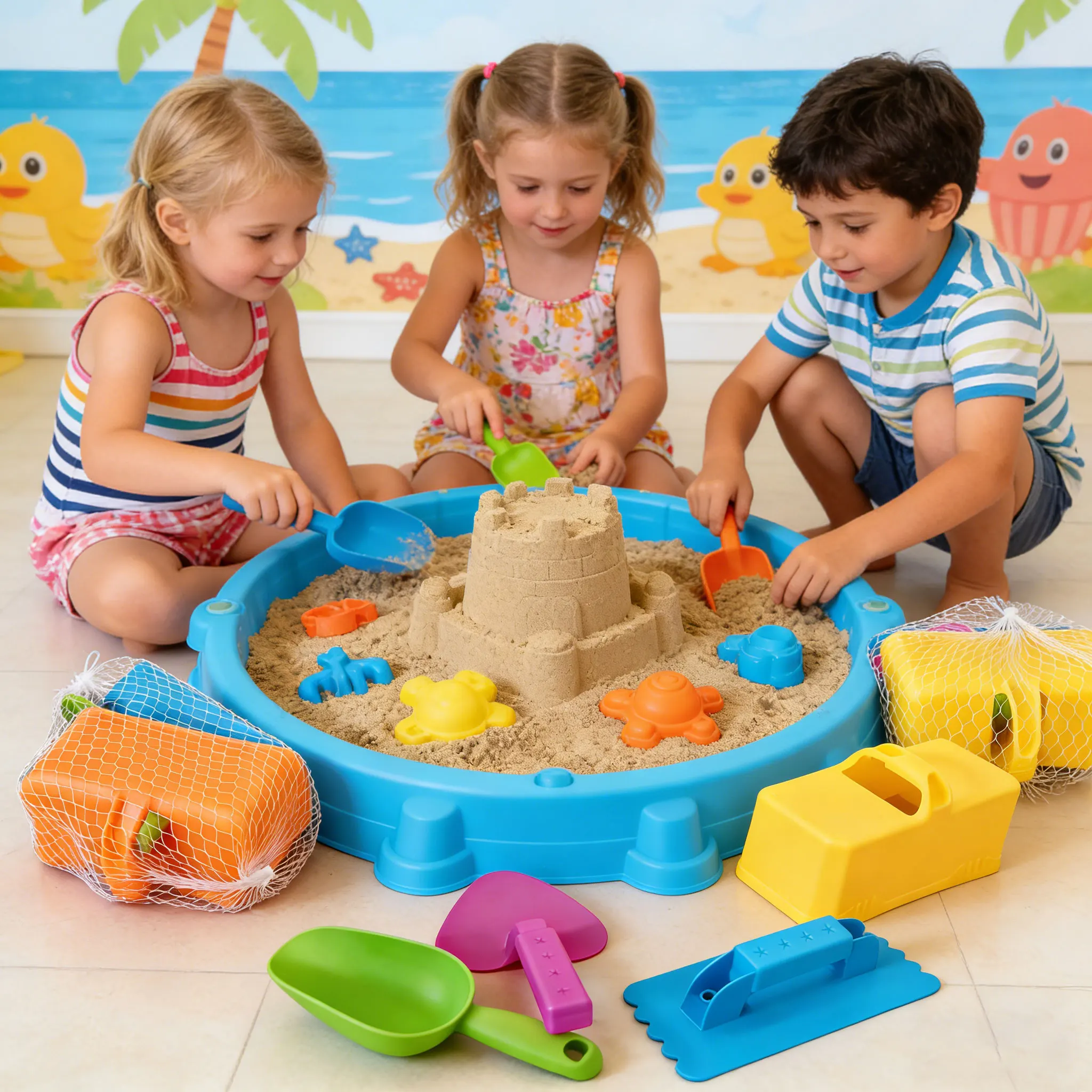 4pcs Snow Sand Construction Toy Set Sand Brick Maker Mold Shovel Kids Outdoor Beach Snowball Building Play Toy Birthday Gifts view 5