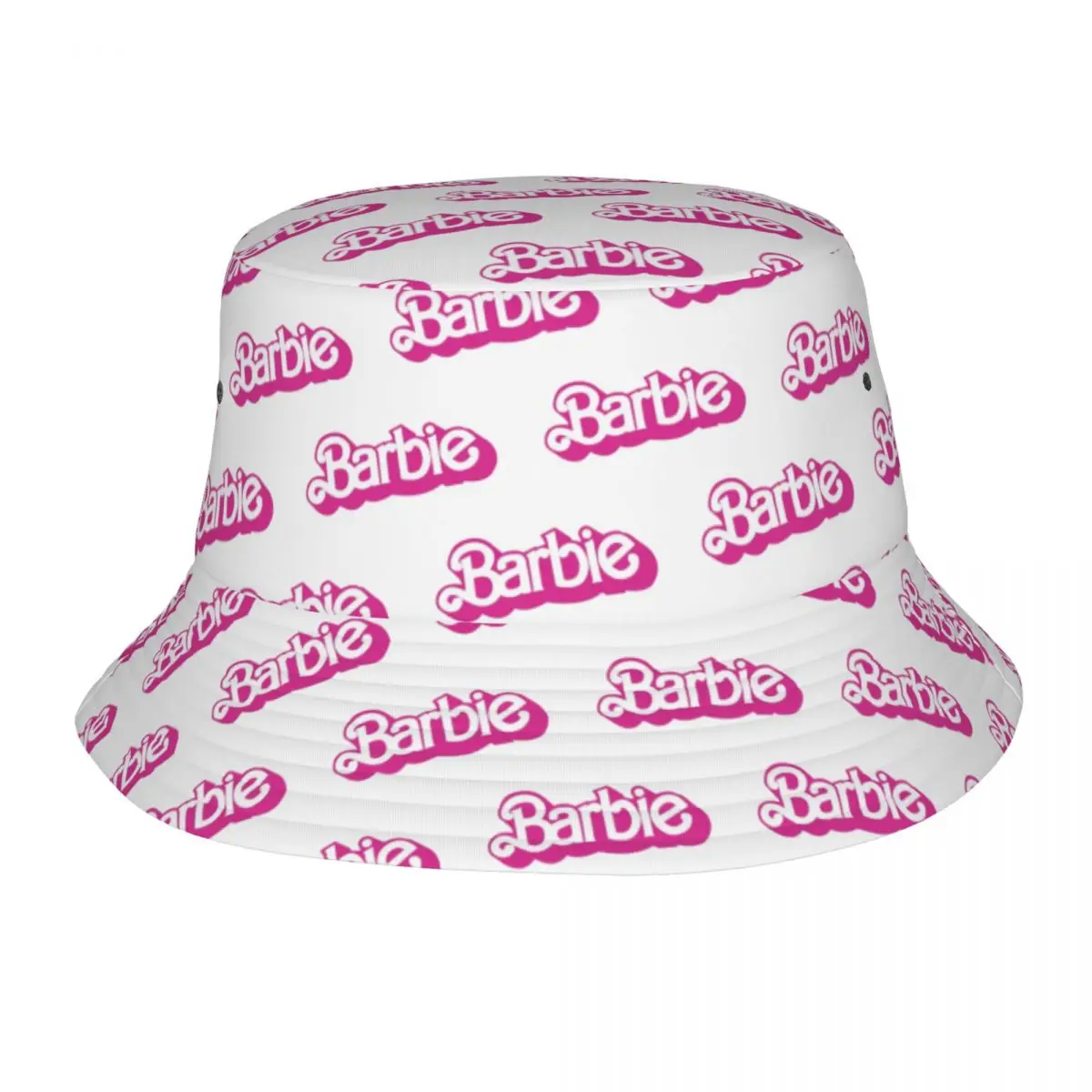 Barbie White Pink Bucket Hats for Girl Summer Sun Hat for Vacation Caps