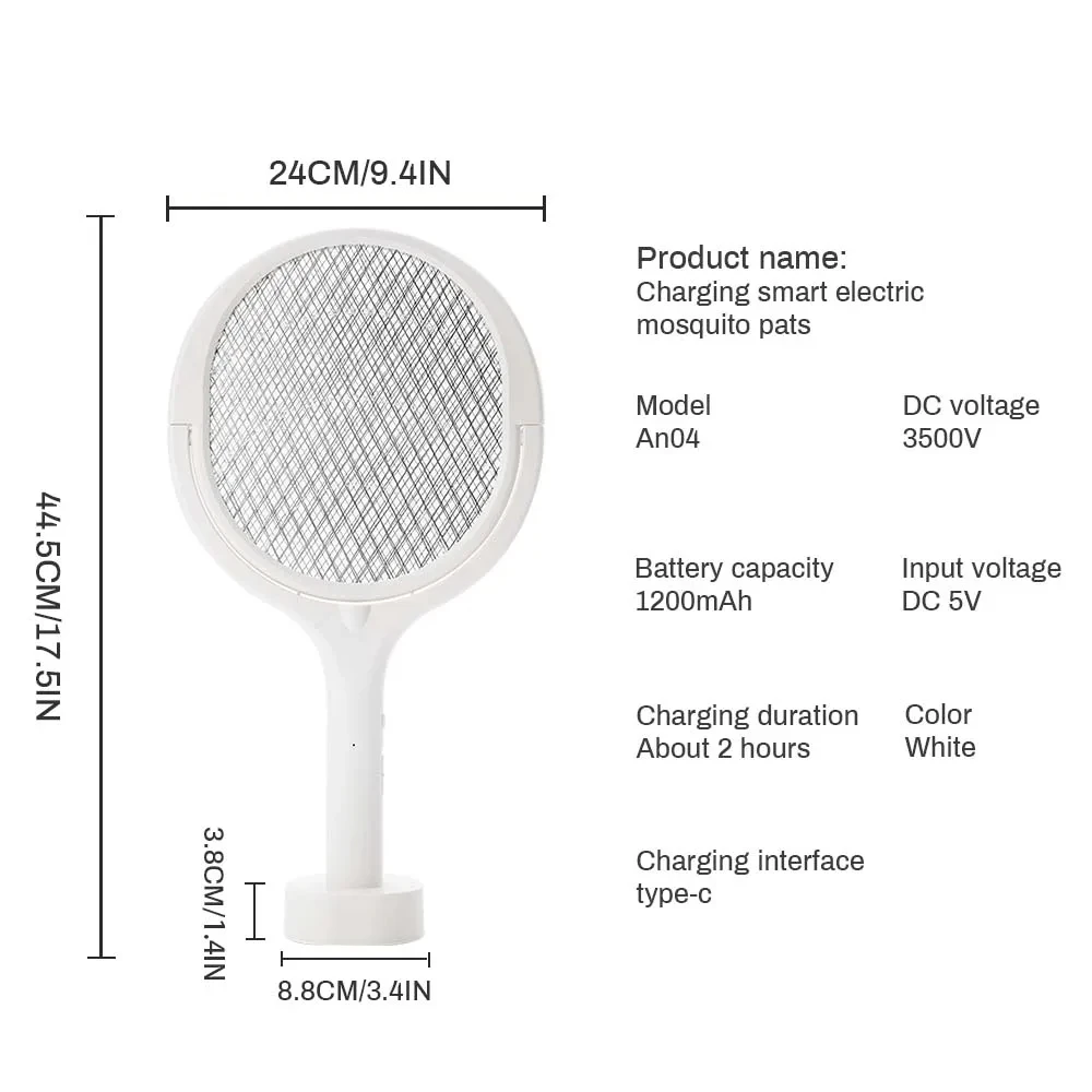 3500V 5 in1 Mosquito Killer Lamp Multicunctional Angle Adjustable Bug Zapper Electric USB Rechargeable Mosquito Fly Bat Swatter