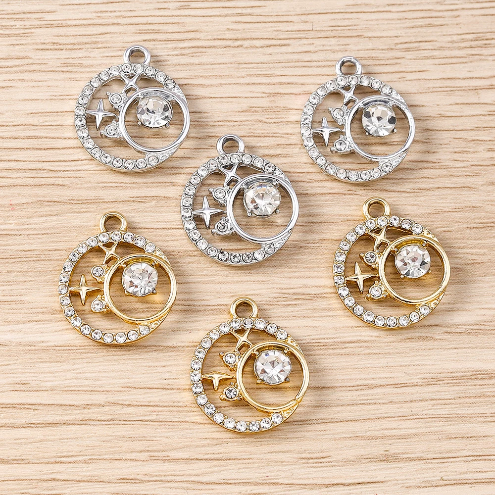 Tusember 10 Stück modische Anhänger in Gold- und Silberfarbe mit Kristallsternen für Halsketten, Ohrhänger und Schmuckherstellung – Detail 6