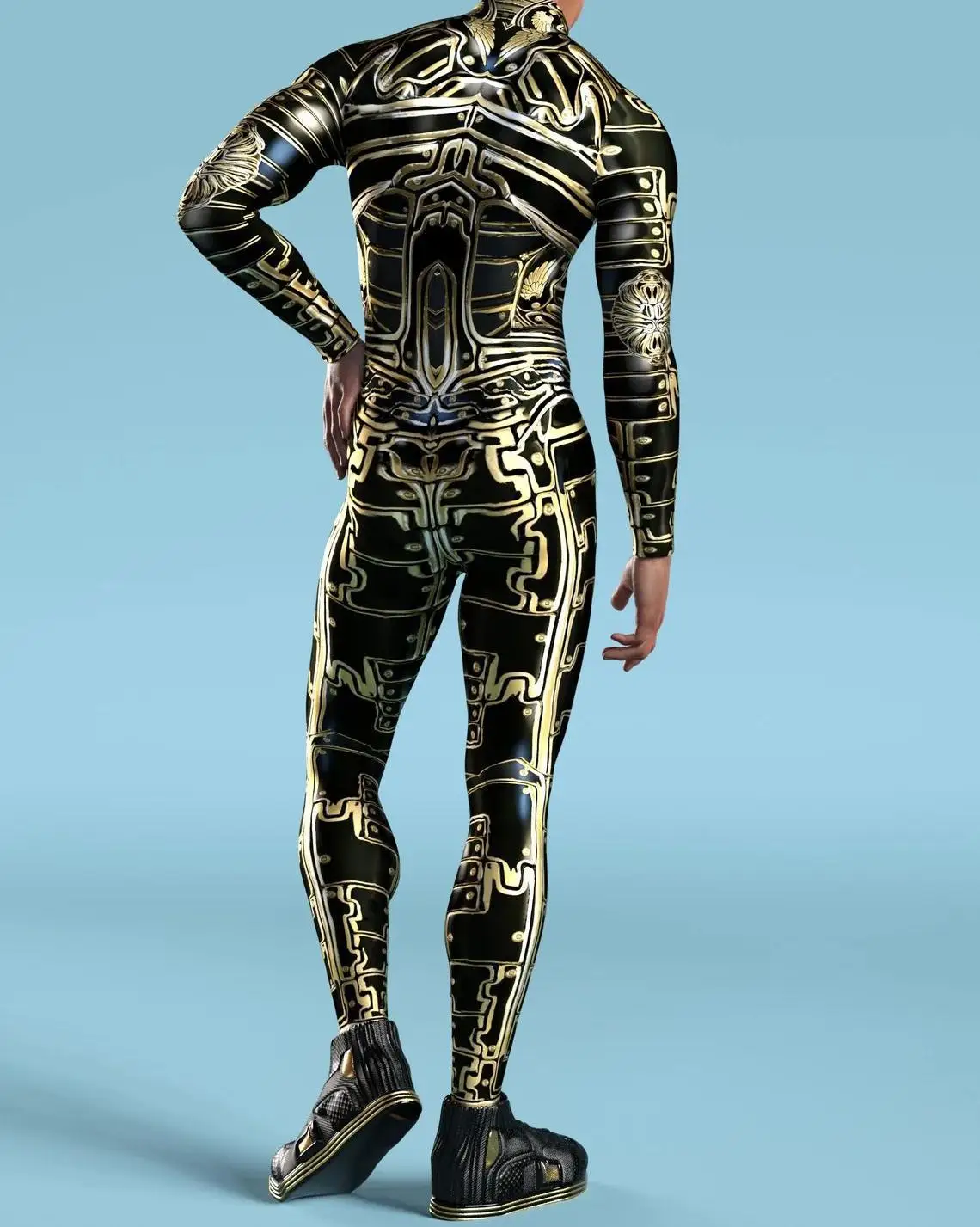 Mehrfarbiger Digitaldruck-Jumpsuit für Damen, Cosplay, Halloween, Karneval, Kostümparty, Performance, Reißverschluss, elastischer, schmaler Bodysuit – Detail 31