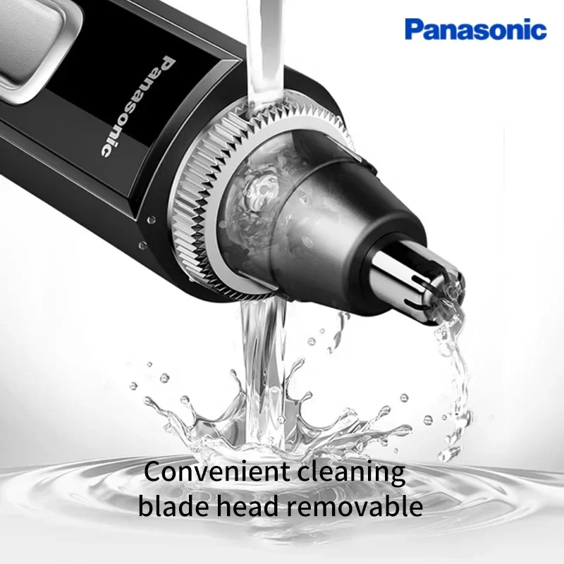 ماكينة تشذيب شعر الأذن والأنف من باناسونيك للرجال، نظام تنظيف مكنسة كهربائية، محرك قوي وشفرات مزدوجة الحافة للقطع أكثر سلاسة