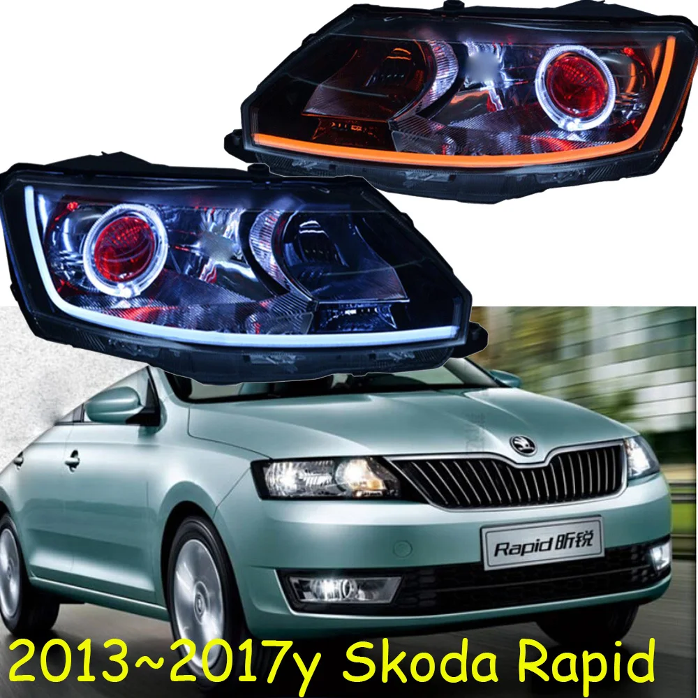 

Автомобильный бампер фары для skoda Rapid Фара 2013`2017y автомобильные аксессуары LED DRL HID ксеноновые фары для Skoda Rapid противотуманные фары