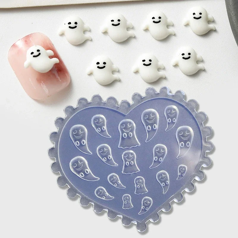 Formy do stemplowania w kształcie nietoperza ducha 3D, szablony do lakieru hybrydowego UV, silikonowe formy do rzeźbienia, DIY wzory, ozdoby do paznokci.