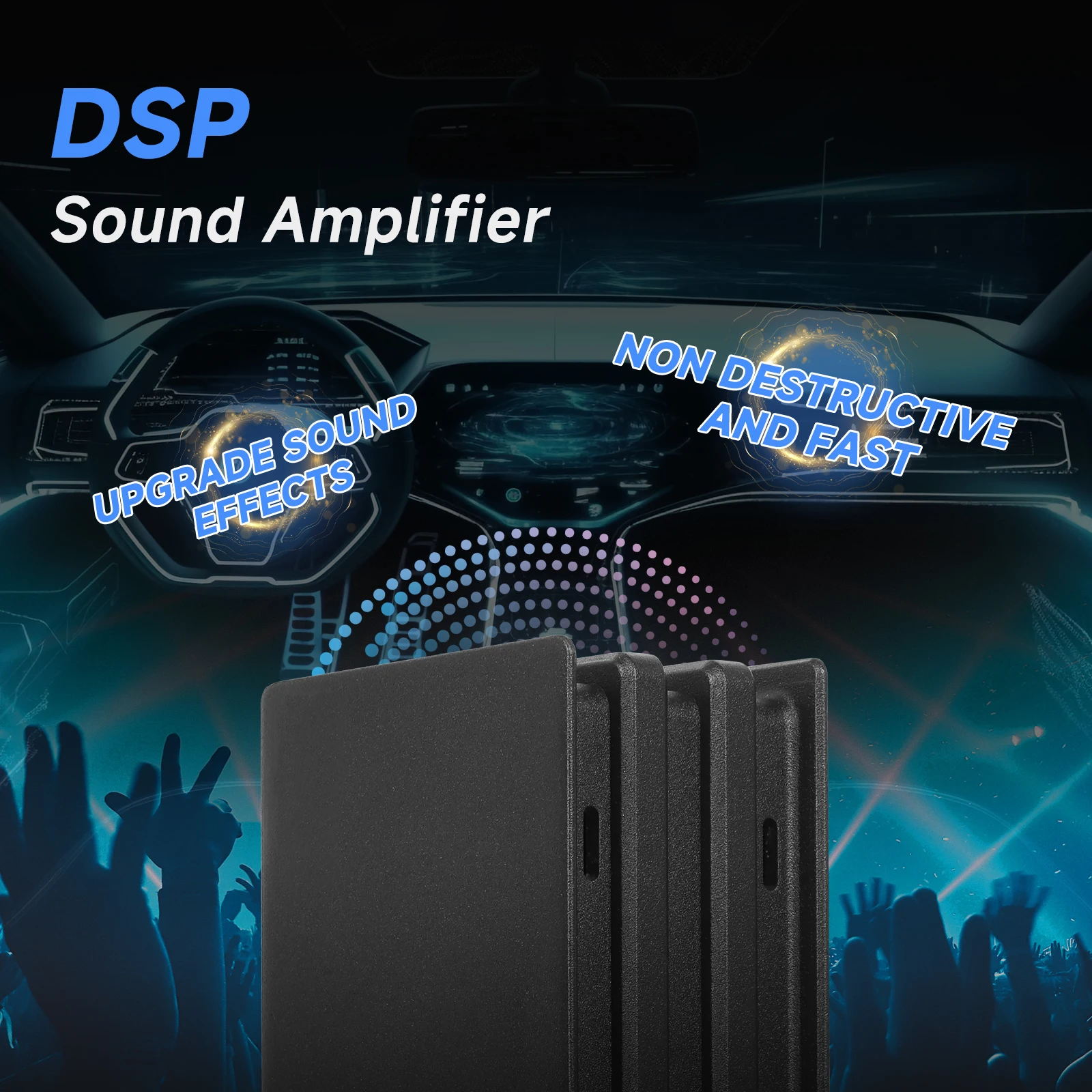 Podofo Car Audio DSP Amplifier Wireless Bluetooth music USB Playback Four-channel Design For Car Speaker Car Stereo Amplifier