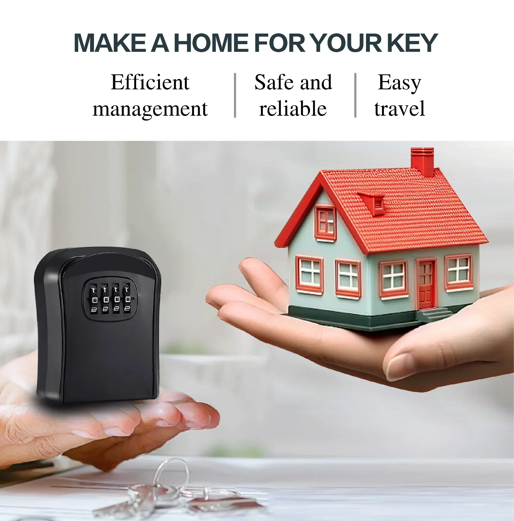 Key Keeper Combination Lock Wall Waterproof Mounted 4 Digits Passwords 5 Keys Storage Box Easy to Fix Home Or Office safe box