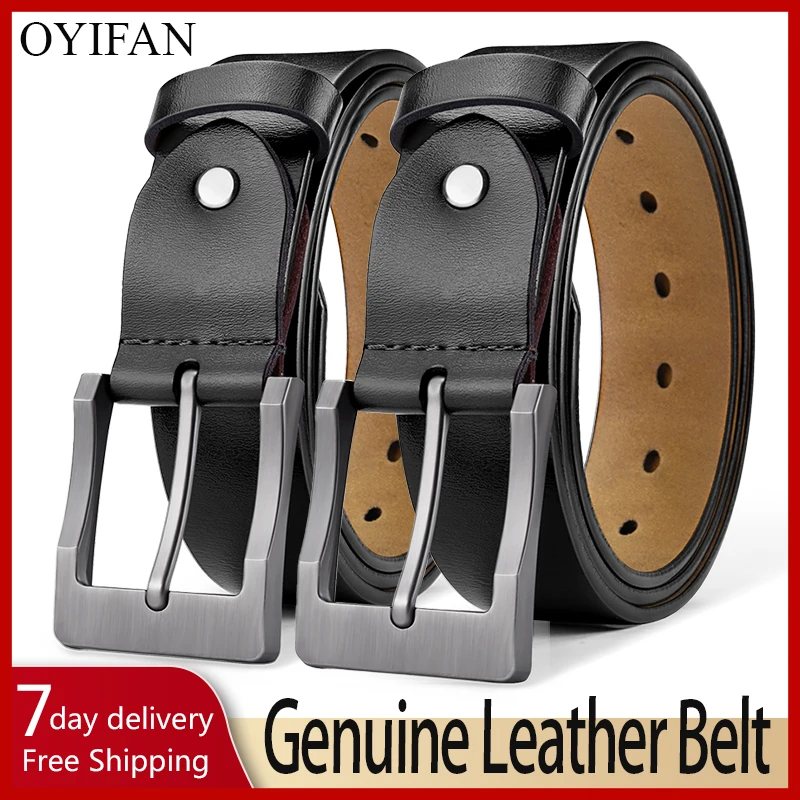 

Натуральная кожа для мужчин, высококачественные джинсы с пряжкой, повседневные ремни из коровьей кожи, деловой ковбойский пояс, мужской модельер, 2025Новинка