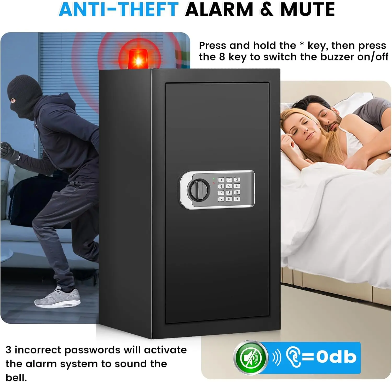 4.3 Cuft Large Fireproof Safe for Home, Safe Box Fireproof Waterproof, Anti-theft Digital Home Safes with Programmable Keypad Ke