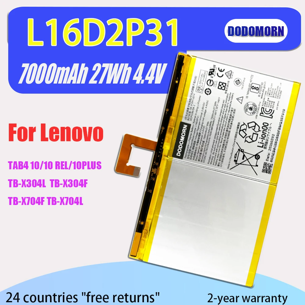 

NEW Laptop Battery L16D2P31 For Lenovo TAB4 10/10 REL/10PLUS TB-X304L TB-X304F TB-X704F TB-X504F TB-X504L TB-X704L 4.4V 7000mAh